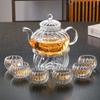 Flower Tea Pot Heat Resistant Glass Striped Pumpkin Filter Inner Tank Soaking Home and Kitchen Supplies