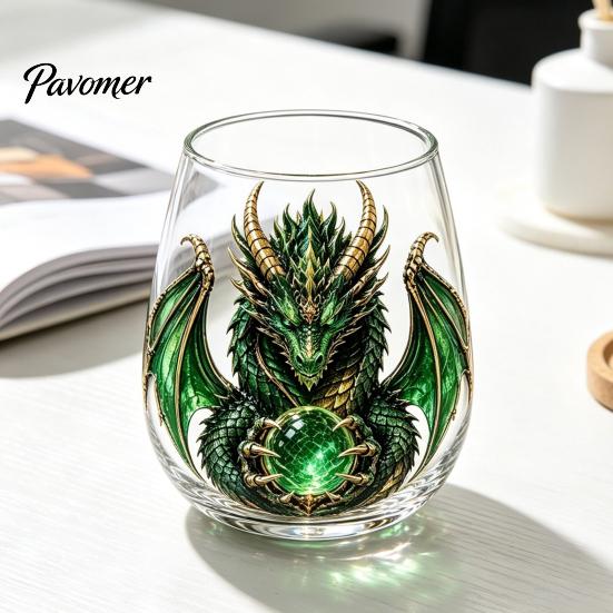 Stylish Beverage Container Dragon Pattern Glass Water Cup, Lead-free Drinking Glass, Mythical Creature Themed Cup for Iced Drinks Home Office