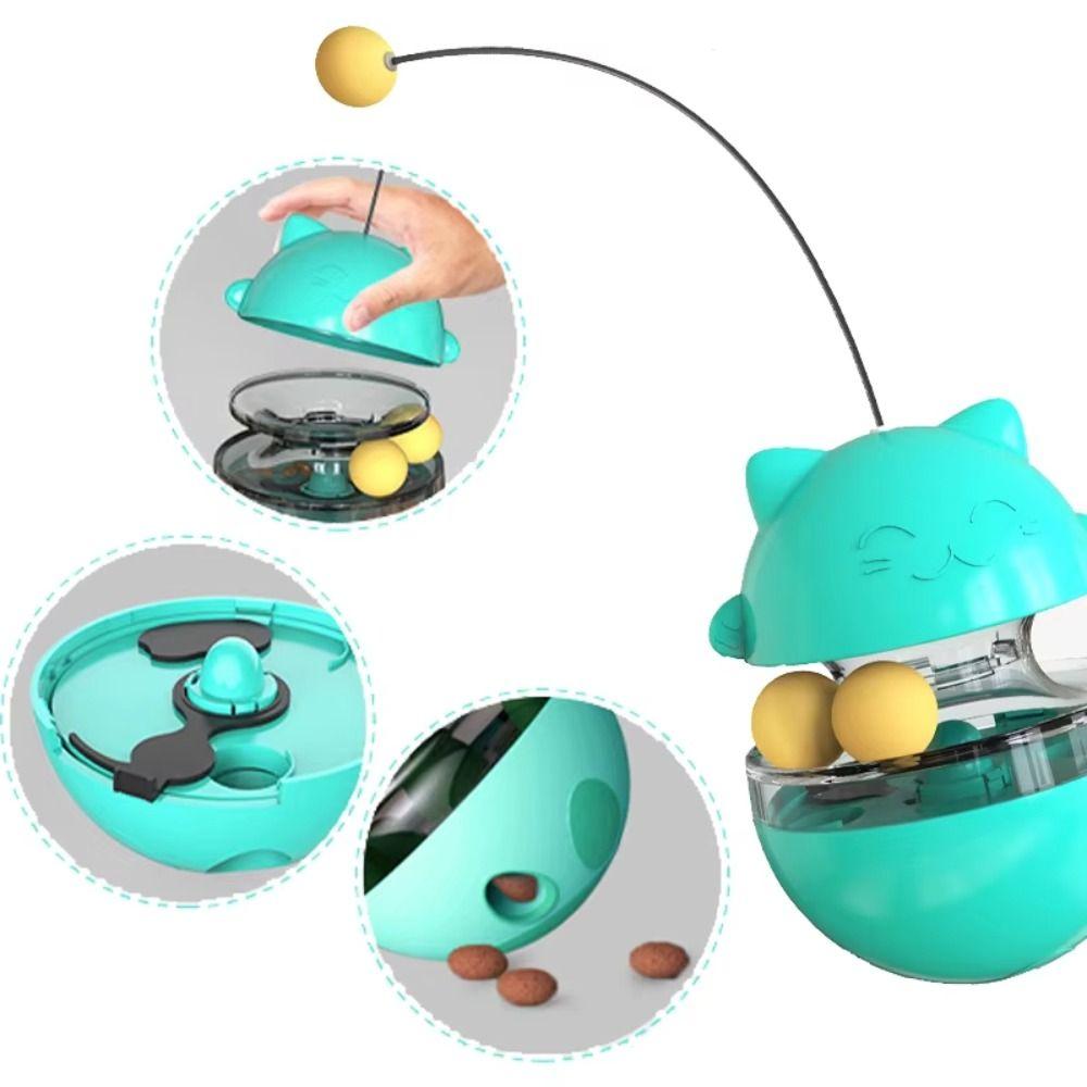 Treat Dispenser Cat Turntable Toys Interactive Cat Teasing Stick  for Relieve Boredom