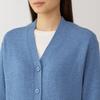 MUJI Washable Wool Sax Size XS Women's Mid-Gauge V-Neck Cardigan, BA1P5A4A, Blue,