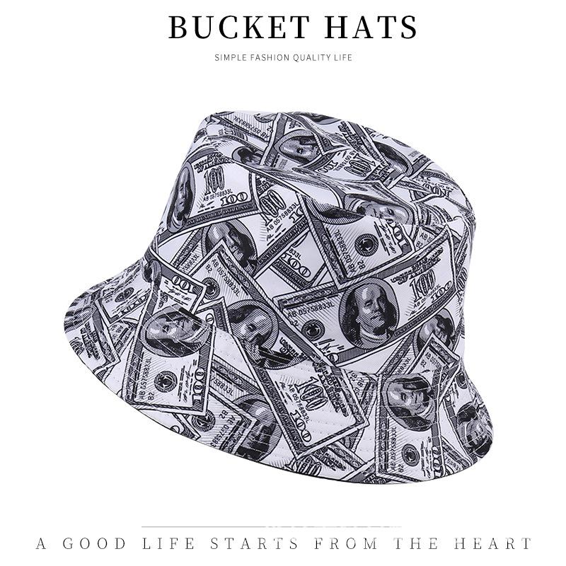 Trendy versatile sunshade sun hat summer double-sided pot hat printed bucket hat women