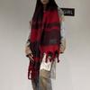 Autumn and winter new scarf women's atmosphere contrasting color plaid high-end sense warm scarf thickened handmade fringed shawl scarf