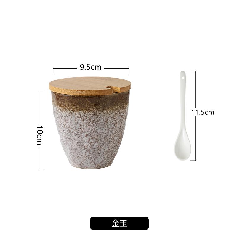 Retro Style Ceramic Spice Jars with Underglaze Painting, Household Kitchen Storage Containers for Spices and Seasonings