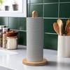 Wooden Standing Paper Towel Holder with Non Slip Pad Design Kitchen Bathroom Countertop Roll Storage Rack Bathroom Accessories