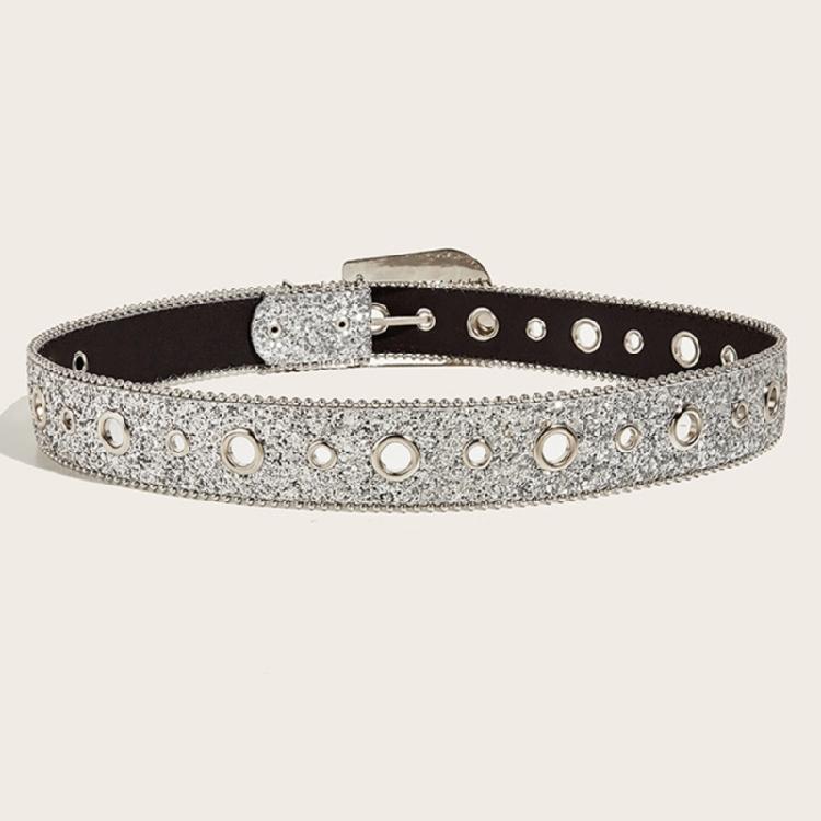 Shinning Rhinestone Belt Woman Faux-leather Y2K Style Girls Belt for Jeans Men