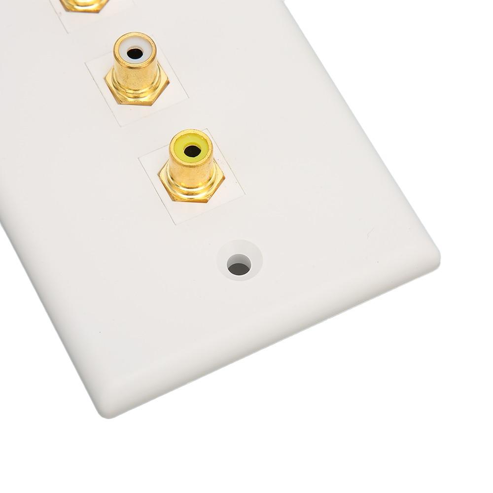 Multipurpose 3RCA Wall Plate 1080P 3RCA AV Media Wall Outlet Plates  Subwoofer Audio Port