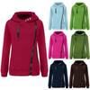 Women's Casual Long Sleeve Pullover Hoodie with Asymmetric Zipper Fleece Lined Thickened Sweatshirt Top for Outdoor Indoor Wear