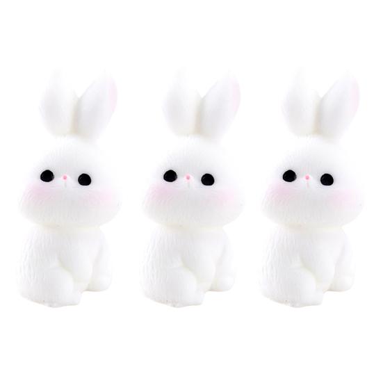 3 Pcs Mini Resin Rabbit Figurine Tiny Cartoon Bunny Sculpture Miniature Animal Fairy Garden Ornament for Moss Landscape DIY Plant Pot Home Decor