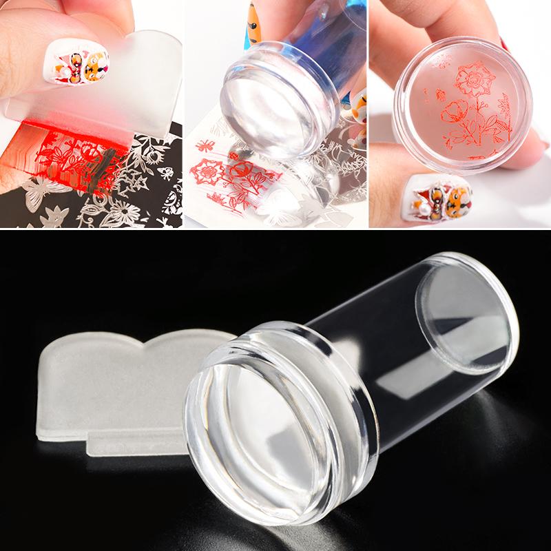 Nail Stamper Jelly Silicone Printing Nail Polish Stamping French Tip Nail Stamp Template with Scraper Manicure Stencil Tools