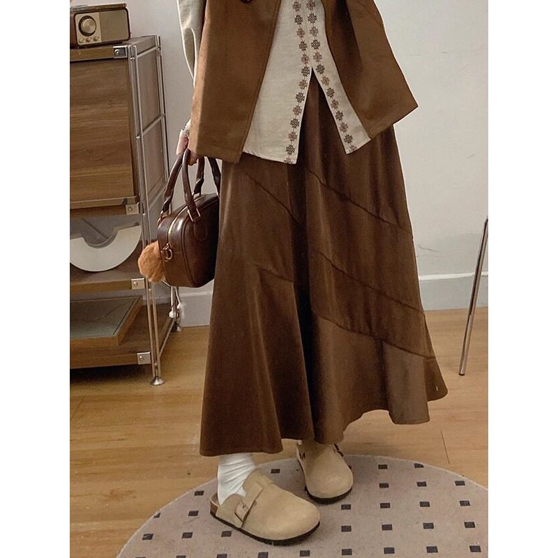 

Plus-Size Women s Vintage-Style High-End Suit, Loose-Fitting Brown Vest Jacket, Casual Shirt, Autumn and Winter Two-Piece Set Top Skirt M