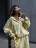 Street Style Casual Set Long Sleeve Zip Up Hoodie Jacket with Drawstring Wide Leg Pants 2 Piece Outfit