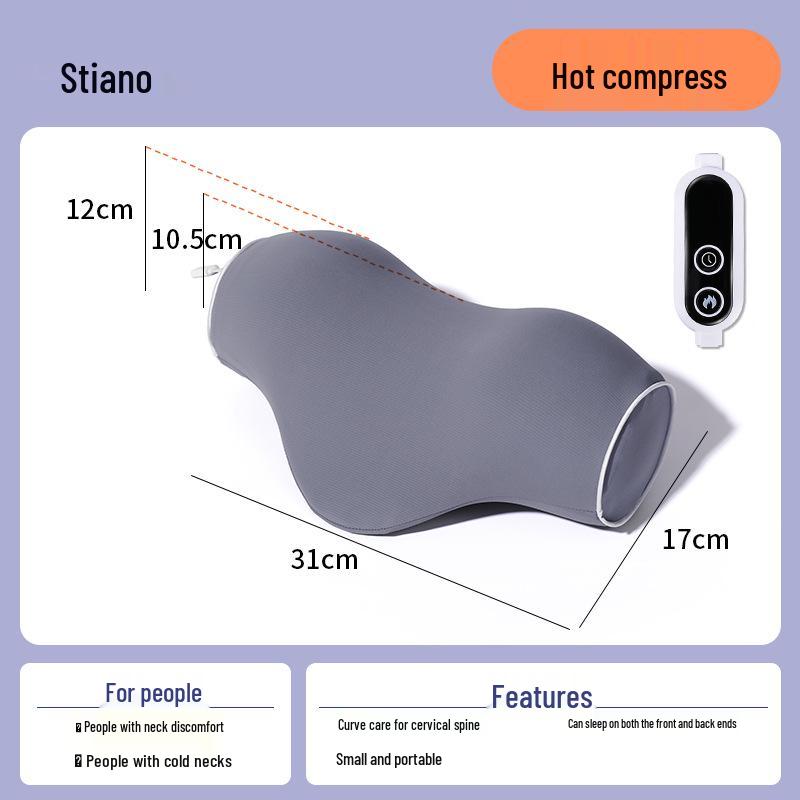 Cervical Traction Neck Massage Pillow with Memory Foam and Hot Compress