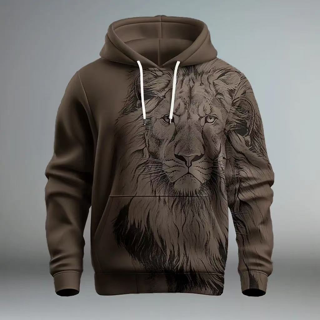 Winter New Sweater European and American Style Lion Animal 3D Three-dimensional Printing Pattern Large Size Loose Sweater