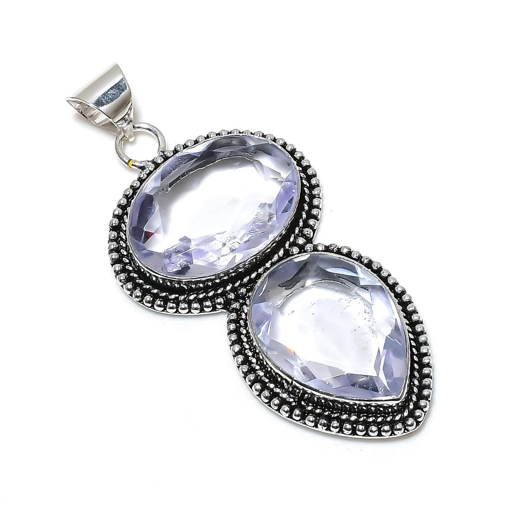 White Topaz Gemstone Handmade 925 Sterling Silver Jewelry Pendant, Handcrafted Jewelry, White Jewelry Pendant Necklace, Thanks Giving Gifts