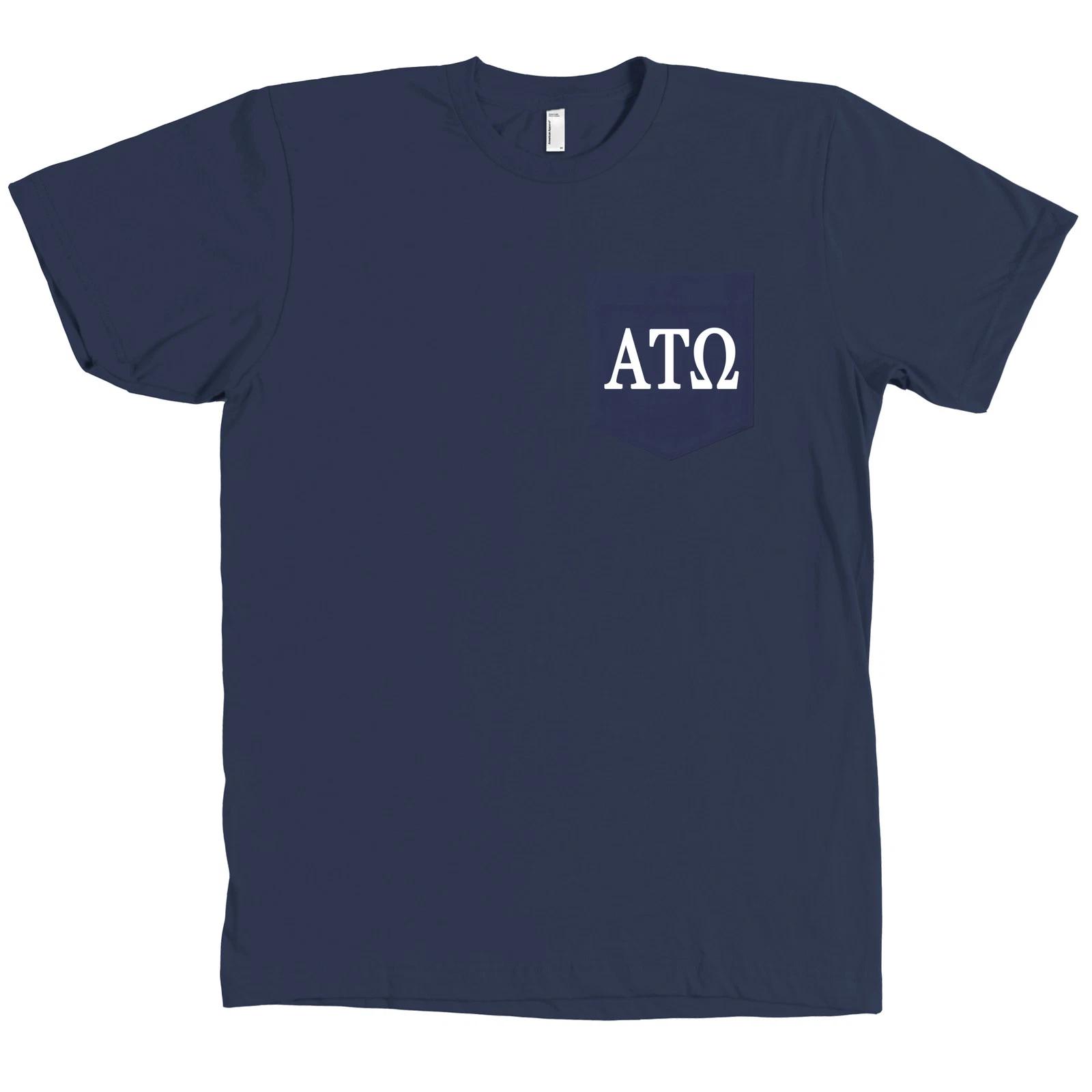 Alpha Tau Omega Bella + Canvas POCKET Navy T Shirt Fraternity Letters Tee NEW 4XL