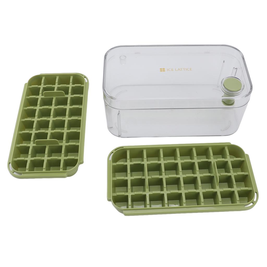 Ice Cubes Tray Easy Release 64 Grids Large Capacity 2 Layer Ice Maker Mould with Lid Bin Scoop for Cocktail Coffee
