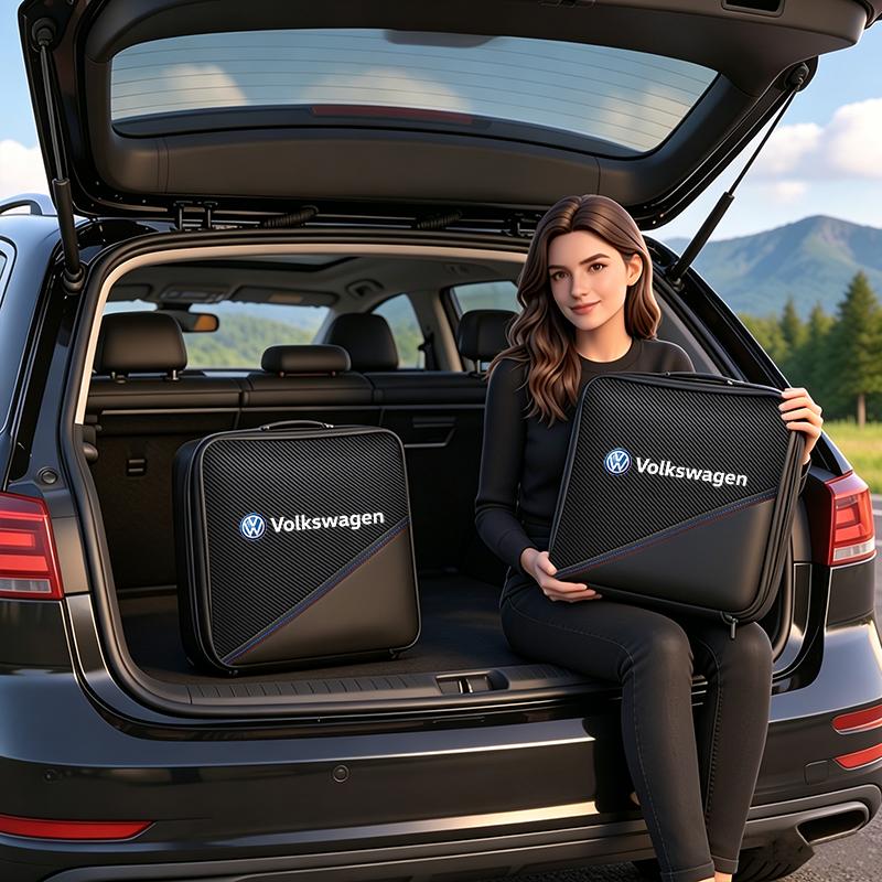 VW Car Rechargeable Gun Storage Box Leather Organizer Case For VW GTI Polo Golf MK6 Passat B6 Tiguan Arteon Jetta T-ROC ID.4 CC zf8