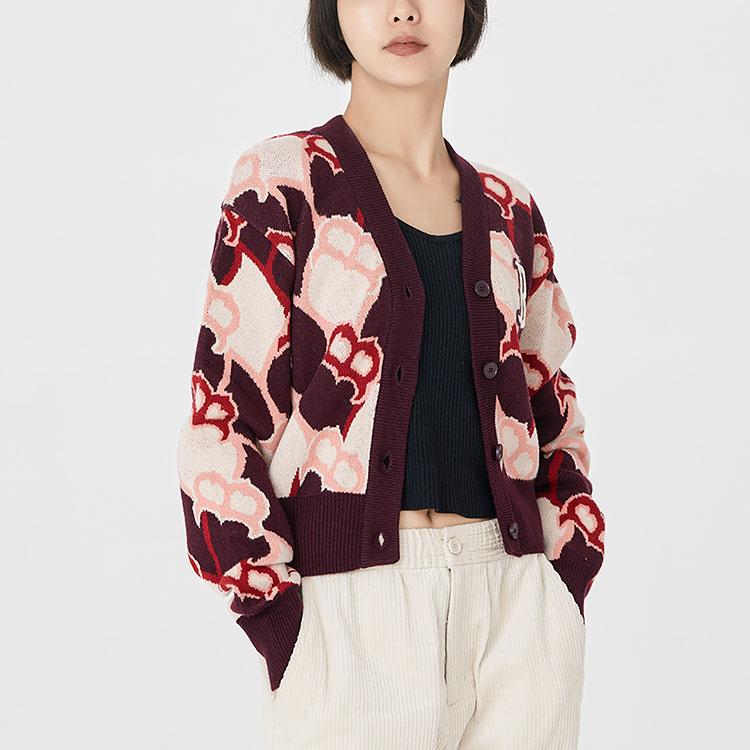 New MLB Old Flower Cashmere Sweaters Women's Burgundy 3FKCY0124-43WIS