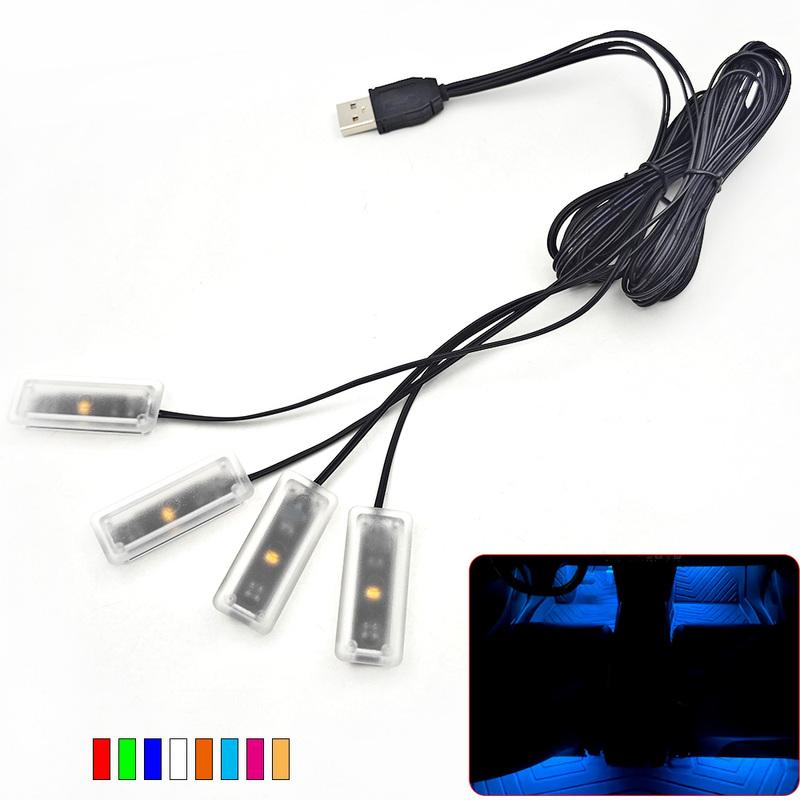 White LED Car Interior Ambient Foot Strip Light Kit USB Backlight Auto Decorative Lamps   Multiple colors to choose from 0.8W красный
