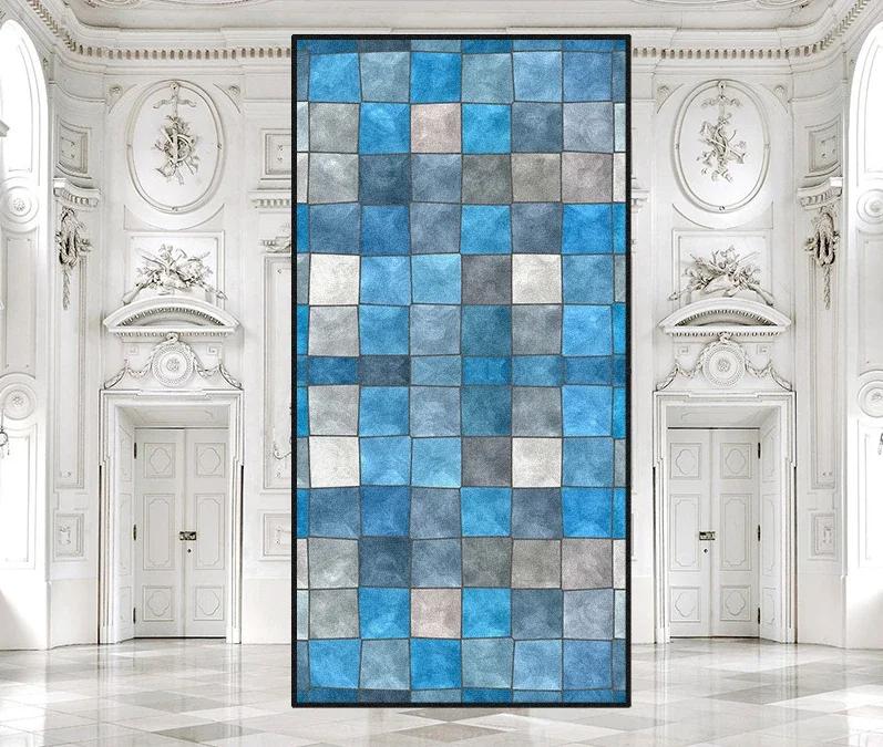 Customize Stained Glass Window Film Frosted Mosaic Grid Privacy Protection No Glue Decorative Bathroom Bedroom Kitchen Home Quality
