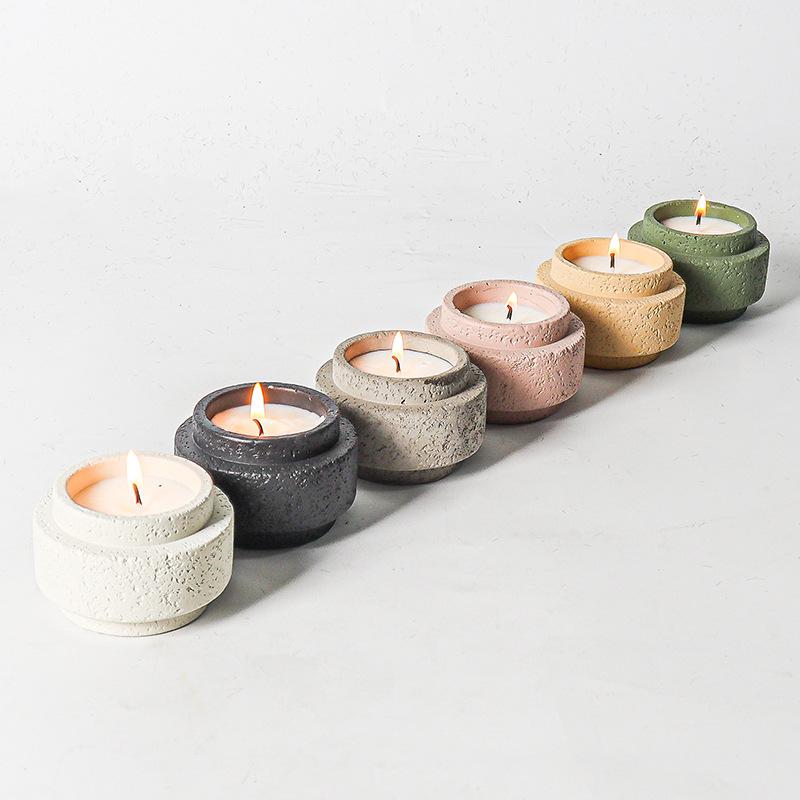 Nordic Simple Matte Cement Candle Holder Home Aromatherapy Candle Cup Diy Candle Holder Ornaments Wax Container Home Decoration
