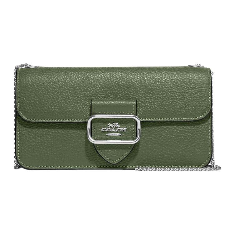 Coach Morgan 20 Snap Closure Pebble Leather Shoulder Crossbody Bag Small Women bags Olive-Green CF488-SVDSG Basic Set (Bag+Dust Bag)