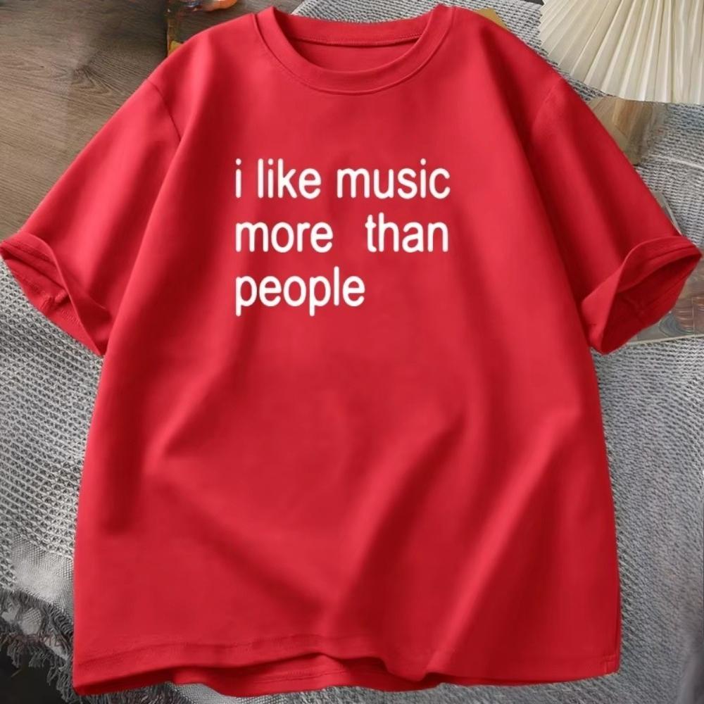 I Love Musicthemed Tshirts More Than People Unisex Fun Tshirts for Music Lovers Cotton Short Sleeves Loose Mens Clothing