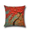 Three-dimensional Oil Painting Trees Flowers Cotton Linen Cushion Pillow Case Car Waist Cushion Cover