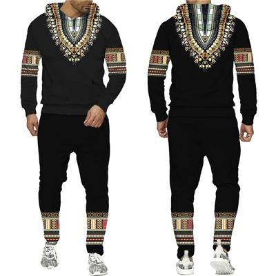 African Dashiki Hoodie Suit Men Casual 3D Printed Ethnic Style Sweatshirt Pants Sets Women Folk Custom Streetwear Tracksuit Coat