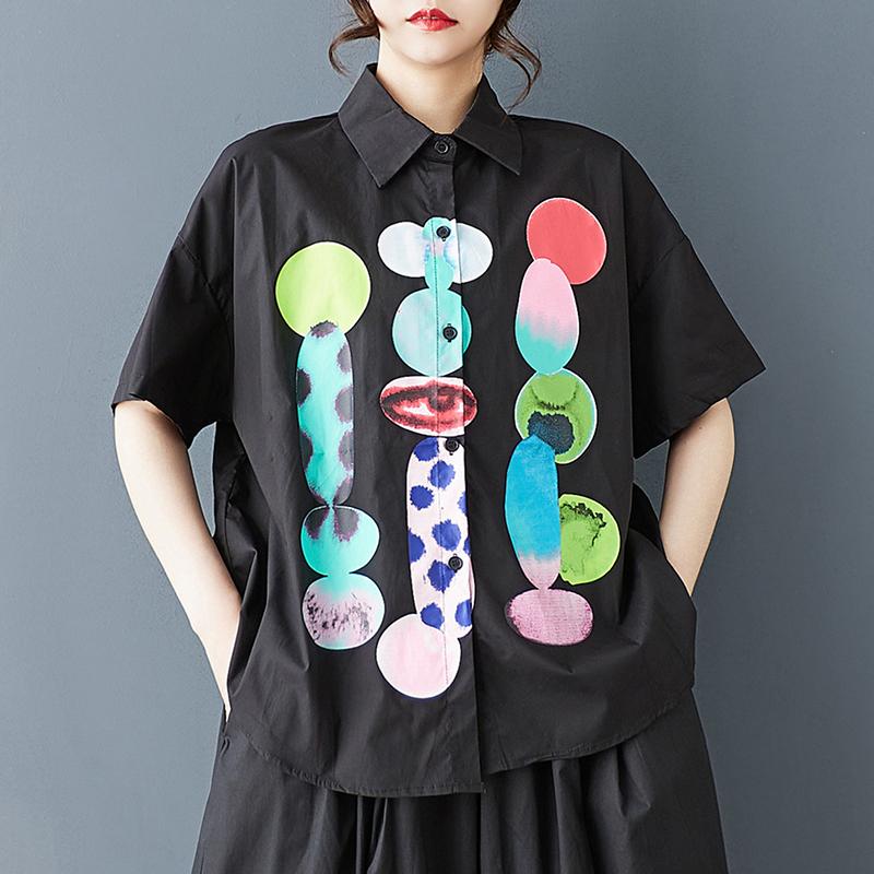 

Короткие рукава свободного покроя Винтажные цветочные хлопковые рубашки и блузки для блузки Повседневные свободные летние топы женские рубашки на пуговицах