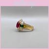 Chic Gold Plated Handcrafted Emerald And Ruby Ring Ideal For Everyday Wear