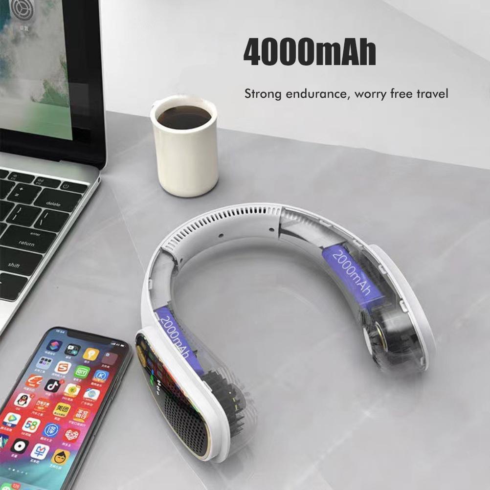 Portable Neck Fan Hands Free USB Rechargeable Bladeless Neck Fan Quiet Wearable Personal Fan for