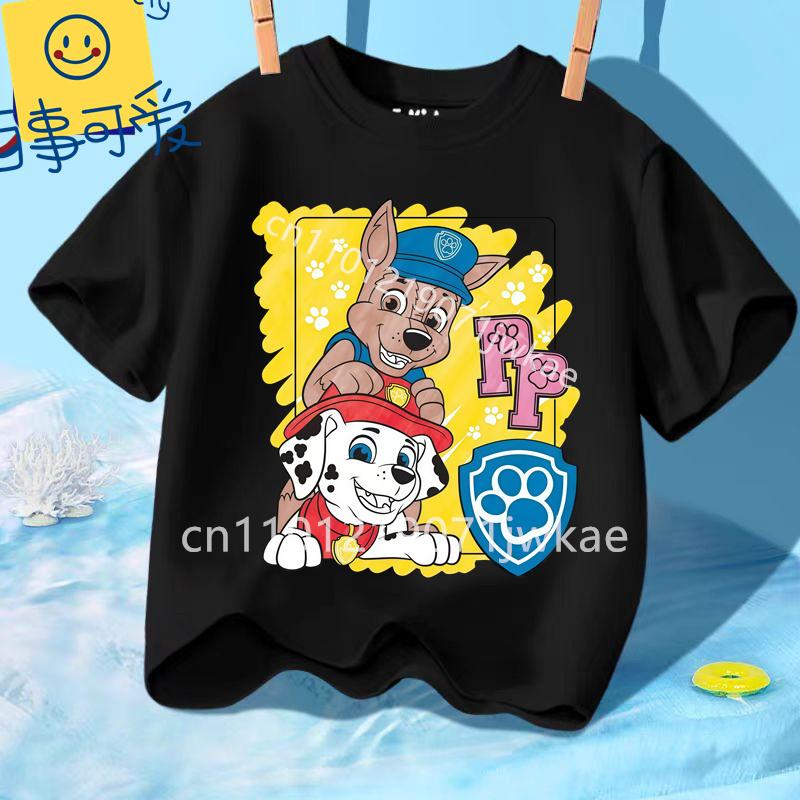 Summer Kids Korean Clothes Baby Casual Tees Cute Birthdays Gifts Paw Patrols Girl Boys T Shirt Cartoon Skye Short Sleeve Tops