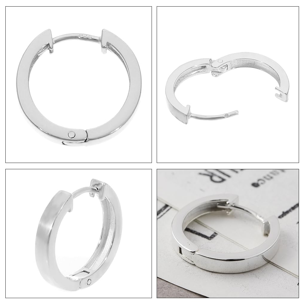 [Shinjuku Gin no Kura] Simple 925 Sterling Silver Hoop Earrings, 18mm x 3mm, Single Earring, Large, Fold-Over Style, Round Shape