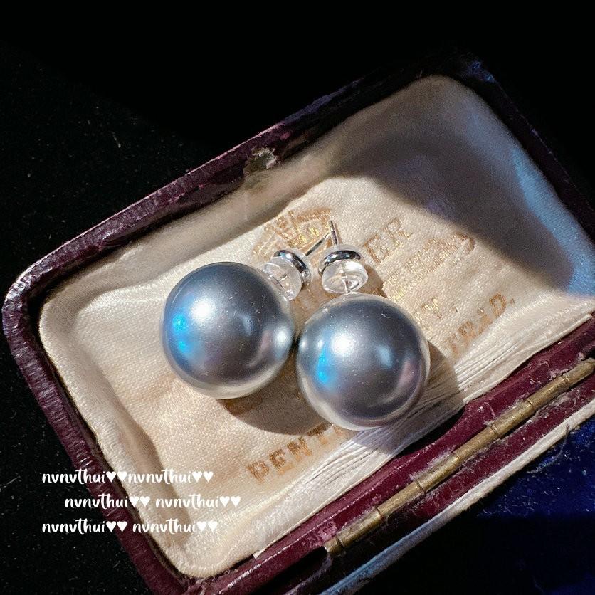Mermaid Princess Maiduo Hemp Gray Pearl Ring, Tahiti, Deep Sea Gray Bead Ring Buckle Zircon Necklace Combination