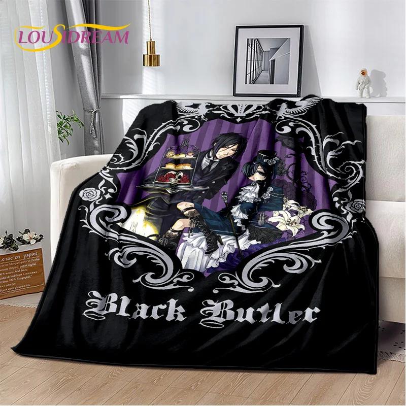 Cartoon Black Butler Anime 3D-Decke, weiche Überwurfdecke für Zuhause, Schlafzimmer, Bett, Sofa, Picknick, Reisen, Büro, Ruhebezug, Decke für Kinder