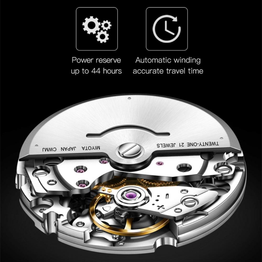 OUPINKE Montre Homme Double Calendrier Montre Mécanique Automatique Montre Diamant Haut De Gamme Étanche