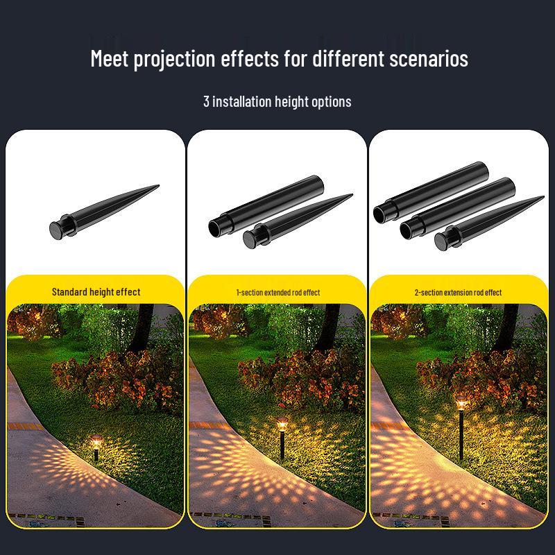 Outdoor Waterproof Solar Lawn Lamp - New Model with Courtyard Projection, Ground Plug, and Light & Shadow Path Decoration