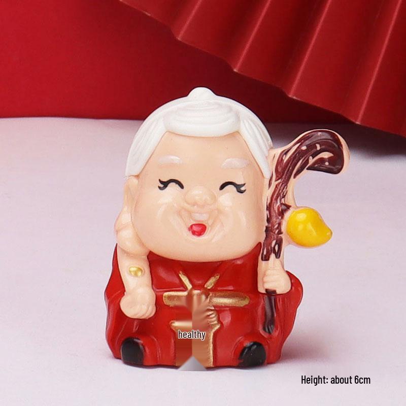 Plum Blossom Branch Longevity God & Goddess Cake Toppers for Birthday Celebration