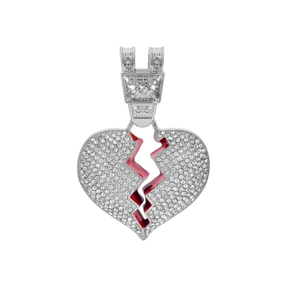 

Мужское хип-хоп ожерелье с кулоном «Разбитое сердце», 13 мм, майами кубинская цепь, хип-хоп, с бриллиантами, ожерелье «Разбитое сердце», модное очаровательное украшение