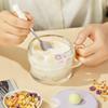 1Pieces Breakfast Cup With Lid Spoon Milk Cup Handle Oat Cup Transparent Cup Glass Milk Yogurt Cup Outdoor Tableware