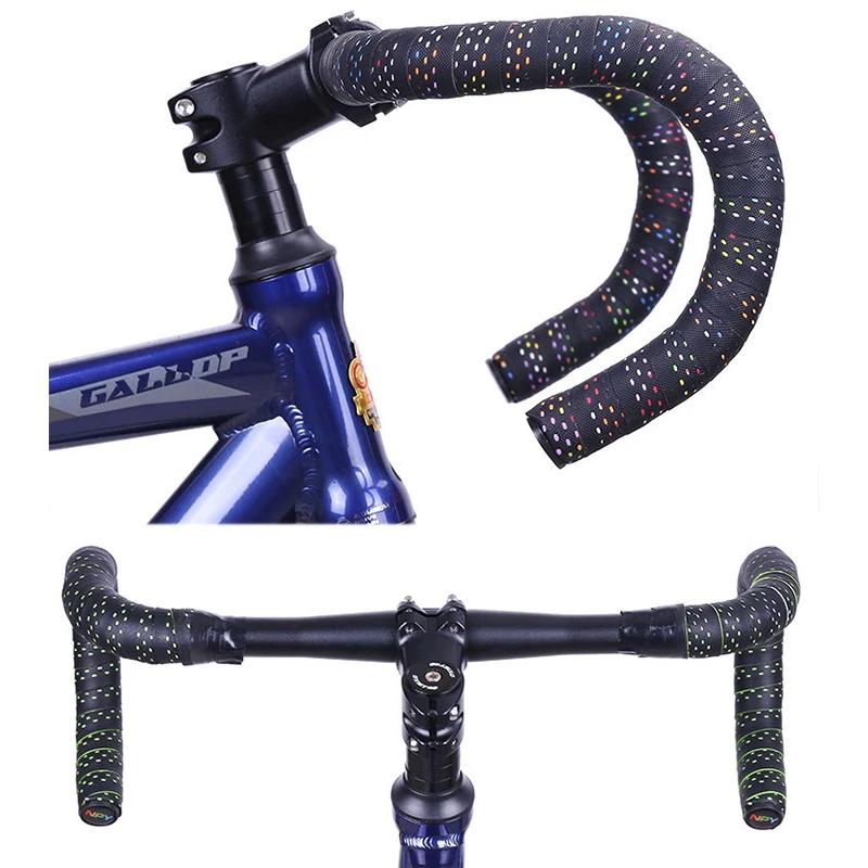 Road Bike Bar Tape Breathable Bicycle Bar Tape EVA/PU Anti-Skid Shock Absorber Bike Wrap Tape with 1 Pair Bar Plugs
