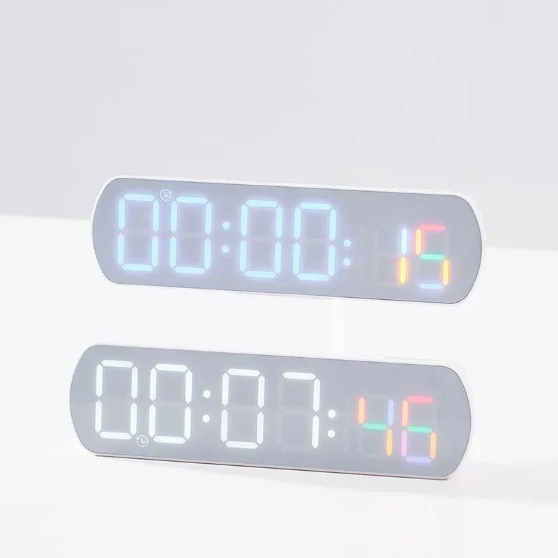 Multifunctional Large Digital Alarm Clock with Mirror Display Loud Alarm Tabletop Design and Jump Seconds Function for Bedrooms