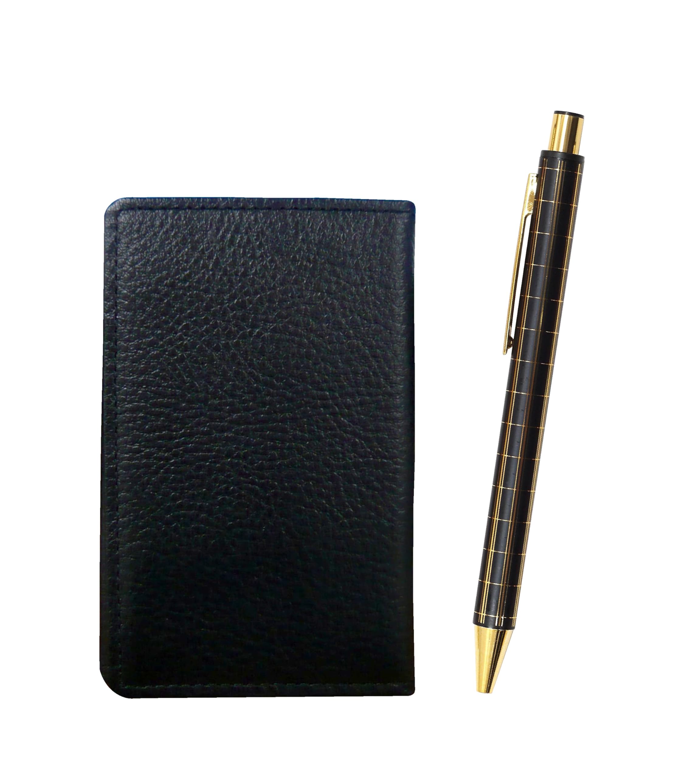 

Черный зернистый держатель для визитных карточек из коровьей кожи с толстым металлическим прямым ноком и набором шариковых ручек с двойным анодированием в виде решетки (NQ30K) (черный) MEIB-NQ30KB-B