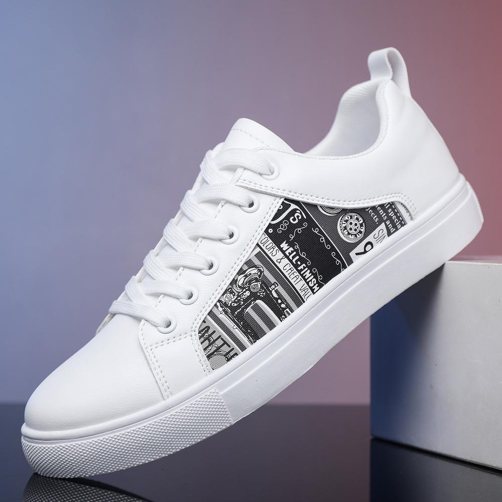 Large Size Versatile Men's Korean Style Low-Top Sneaker Casual White Shoes