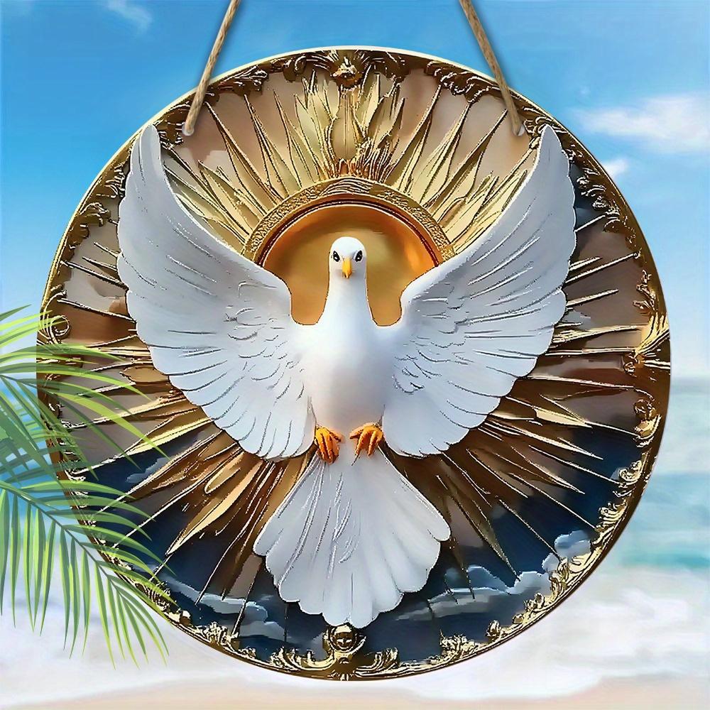 Christian Holy Spirit Dove Wooden Sign 2D Relief Effect of Christian-Inspired Decor for Home Versatile Hanging Sign for Doors and Walls Wall Decor
