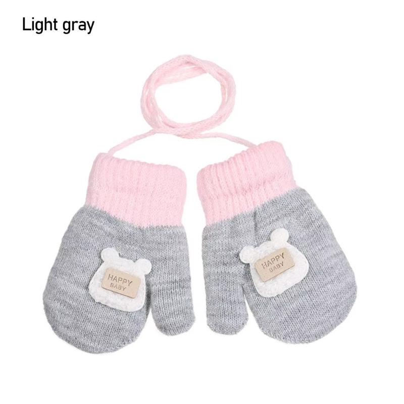 Thicken Mittens for Children Kids Mittens Winter Cute Knitted Gloves Toddler Warm Rope 1-3Years Boy Girl Baby Hand Gloves