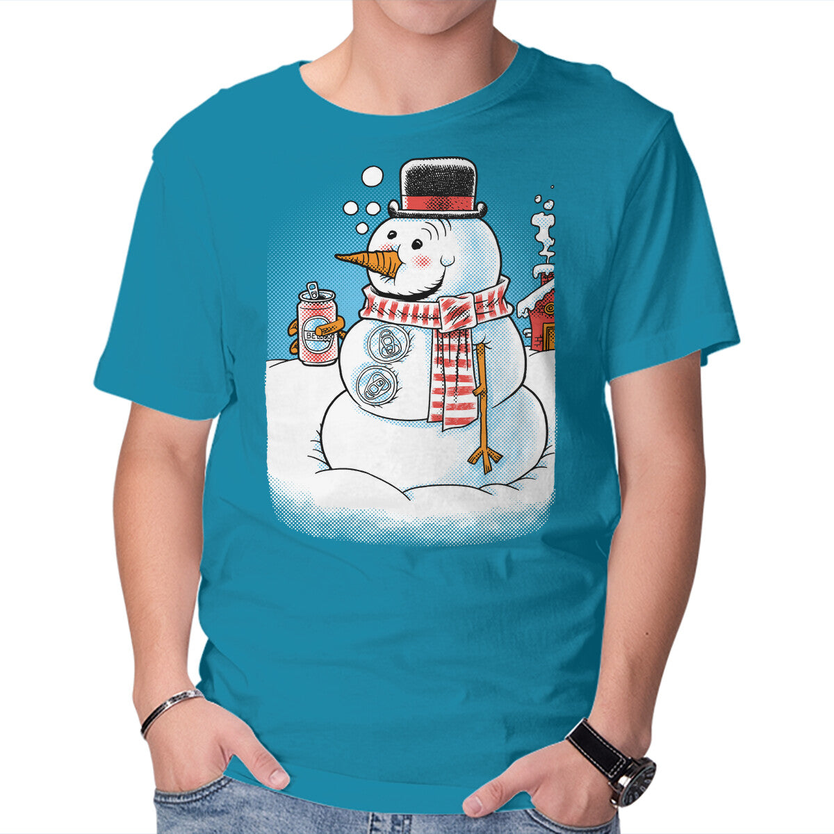 Unisex Crew Neck T-Shirt Cold Beer And Cool Buttons Graphic Short Sleeve Casual Tee S