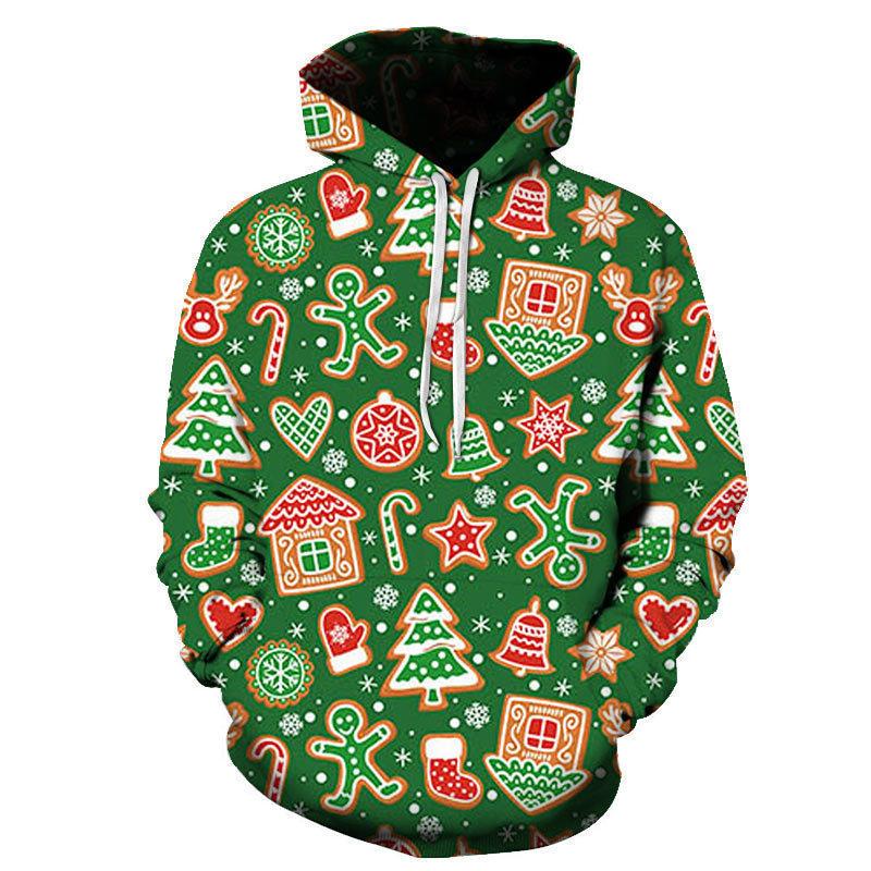 Autumn and Winter Men's Christmas New Year 3D Printed Hooded Comfortable and Breathable Hoodies & Sweatshirts (men’s)