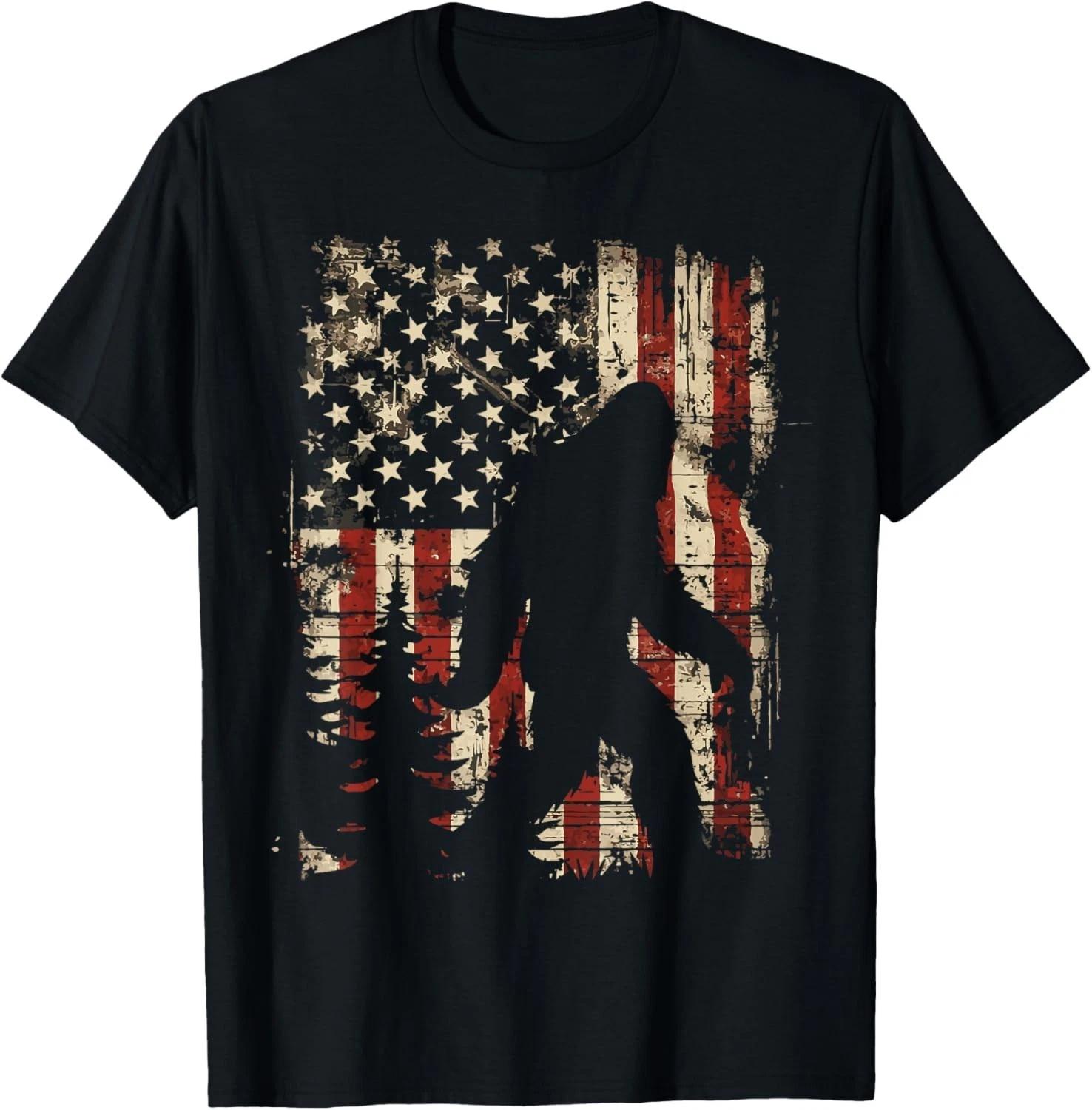 Bigfoot Sasquatch America Flag Patriotic Men Women T-Shirt unisex T-Shirt 4XL